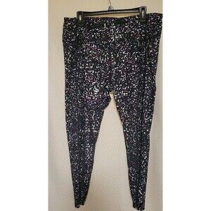 Layers Women's Black And Pink Stretch Elastic Waist Capri Leggings Size XXL